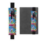 Porte-stylo en cuir noir HYTTER Corlorful Park avec bande élastique réglable de 21,1 à 4,6 cm pour cahiers, agendas, manuels et planificateurs
