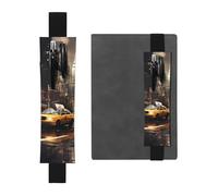 Porte-stylo en cuir noir HYTTER New York Fashion City avec bande élastique réglable de 21,1 à 4,6 cm pour cahiers, agendas, manuels et planificateurs