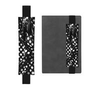 Porte-stylo en cuir noir HYTTER noir et blanc à pois ondulés avec bande élastique réglable de 21,1 à 4,6 cm pour cahiers, agendas, manuels, planificateurs