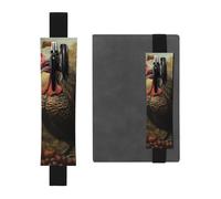 Porte-stylo en cuir noir JKIEGOQ Harvest Turquie avec bande élastique réglable de 21,1 à 4,6 cm pour ordinateur portable, agenda, journal intime