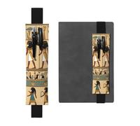 Porte-stylo en cuir noir JKIEGOQ Women in Ancient Egypt - Bande élastique réglable de 21,1 à 4,6 cm pour ordinateur portable, agenda, journal intime