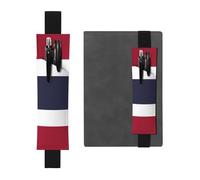 Porte-stylo en cuir noir - Marque-page - Drapeau de la Thaïlande - Bande élastique réglable de 21,1 à 4,6 cm - Pour cahiers, agendas, manuels et planificateurs