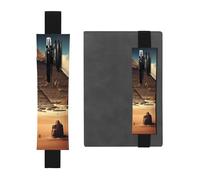 Porte-stylo en cuir noir marque-page HYTTER Dreaming of The Pyramids of Khufu imprimé bande élastique réglable 21,1-4,6 cm pour cahiers, agendas, manuels et planificateurs