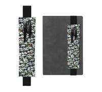 Porte-stylo en cuir noir, marque-page MJHKXLJ arbres, motif camouflage, bande élastique réglable de 21,1 à 4,6 cm pour cahiers, agendas, journal intime