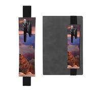 Porte-stylo en cuir noir - Marque-page - Motif MJHKXLJ Beauty Grand Canyon - Bande élastique réglable de 21,1 à 4,6 cm - Pour ordinateur portable, agenda, journal intime
