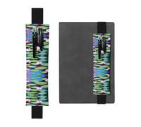 Porte-stylo en cuir noir - Marque-page WHJSHOP - Nénuphars - Bande élastique réglable de 21,1 à 4,6 cm - Pour ordinateur portable, agenda, journal intime