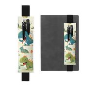 Porte-stylo en cuir noir - Marque-page - YYHWHJDE - Joli petit bébé dinosaure - Bande élastique réglable de 21,1 à 4,6 cm - Pour ordinateur portable, agenda, journal intime