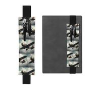 Porte-stylo en cuir noir MJHKXLJ 2 guerre mondiale motif avion bande élastique réglable 21,1 à 4,6 cm pour cahiers, agendas, journal intime