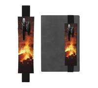Porte-stylo en cuir noir MJHKXLJ beau motif feu de joie bande élastique réglable de 21,1 à 4,6 cm pour ordinateurs portables, agendas, journal intime