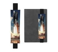 Porte-stylo en cuir noir MJHKXLJ Kennedy Space Center Rocket Launch Bande élastique réglable de 21,1 à 4,6 cm pour ordinateurs portables, agendas, journal intime
