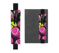 Porte-stylo en cuir noir MJHKXLJ rose vif motif balles de tennis bande élastique réglable de 21,1 à 4,6 cm pour ordinateur portable, agenda, journal intime