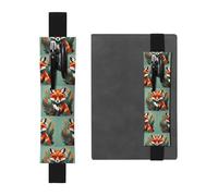 Porte-stylo en cuir noir MJHKXLJ Wilderness Fox Art, bande élastique réglable de 21,1 à 4,6 cm pour ordinateur portable, agenda, journal intime