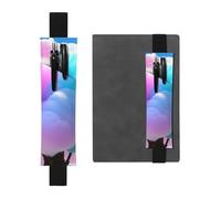 Porte-stylo en cuir noir pour marque-page JKIEGOQ Cotton Candy Picture Bande élastique réglable 21,1 à 4,6 cm pour ordinateur portable, agenda, journal intime
