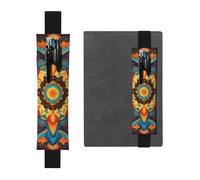 Porte-stylo en cuir noir pour marque-page YYHWHJDE Kaléidoscope Mandala Photo Bande élastique réglable 21,1-4,6 cm Convient à la plupart des ordinateurs portables agendas