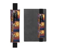 Porte-stylo en cuir noir WHJSHOP Girafe regardant la lune avec bande élastique réglable 21,1 à 4,6 cm Convient à la plupart des ordinateurs portables agendas