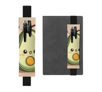 Porte-stylo en cuir noir WHJSHOP mignon yoga avocat image réglable bande élastique 21,1-4,6 cm pour cahiers, agendas, manuels et planificateurs