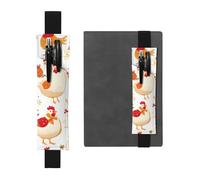 Porte-stylo en cuir noir WHJSHOP Mother Chicken and Chicks avec bande élastique réglable de 21,1 à 4,6 cm pour cahiers, agendas, manuels et planificateurs