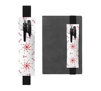 Porte-stylo en cuir noir WHJSHOP The Bourgeon and Turning Flower Printing Bande élastique réglable de 21,1 à 4,6 cm pour ordinateurs portables, agendas, journaux intimes
