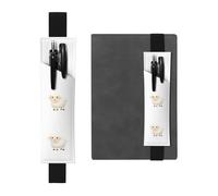 Porte-stylo en cuir noir WHJSHOP The Shy Little Sheep avec bande élastique réglable de 21,1 à 4,6 cm pour la plupart des carnets, agendas