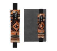 Porte-stylo en cuir noir WZYWHJ avec motifs nationaux africains imprimés - Bande élastique en cuir PVC de qualité supérieure pour cahiers, journaux et planificateurs