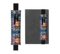 Porte-stylo en cuir noir WZYWHJ Bass Fishing Wave Prints - Premium PVC Leather Elastic Band Design for Notebooks, Journals and Planners