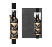 Porte-stylo en cuir noir WZYWHJ Bird déploie ses ailes imprimé - Bande élastique en cuir PVC de qualité supérieure pour cahiers, journaux et planificateurs