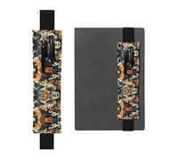 Porte-stylo en cuir noir WZYWHJ Fish Leap Dragon Gate Prints - Bande élastique en cuir PVC de qualité supérieure pour cahiers, journaux et planificateurs