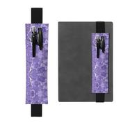 Porte-stylo en cuir noir WZYWHJ marbré violet imprimé - Bande élastique en cuir PVC de qualité supérieure pour cahiers, journaux et planificateurs