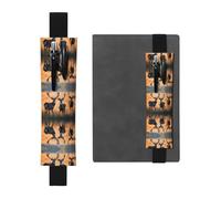 Porte-stylo en cuir noir WZYWHJ Nature avec imprimé cerfs sauvages - Bande élastique en cuir PVC de qualité supérieure pour cahiers, journaux et planificateurs