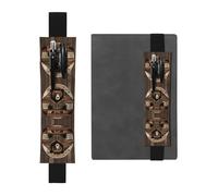 Porte-stylo en cuir noir WZYWHJ Rustic Lodge Bear Prints - Design élastique en cuir PVC de qualité supérieure pour cahiers, journaux et planificateurs