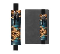Porte-stylo en cuir noir WZYWHJ View Under The Moon Prints - Bande élastique en cuir PVC de qualité supérieure pour cahiers, journaux et planificateurs