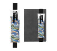 Porte-stylo en cuir noir WZYWHJ Village Under The Rainbow imprimé - Bande élastique en cuir PVC de qualité supérieure pour cahiers, journaux et planificateurs