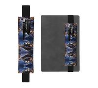 Porte-stylo en cuir noir WZYWHJ Winter Christmas Snow Night Railway Train Prints - Cuir PVC de qualité supérieure Bande élastique pour cahiers, journaux et planificateurs
