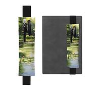 Porte-stylo en cuir noir YYHHAOFA avec motif nénuphars dans l'étang Bande élastique réglable de 21,1 à 4,6 cm pour cahiers, agendas, manuels et planificateurs