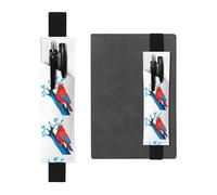 Porte-stylo en cuir noir YYHHAOFA avec motif oiseau rouge sur un tronc d'arbre bleu, bande élastique réglable de 21,1 à 4,6 cm pour cahiers, agendas, manuels, planificateurs