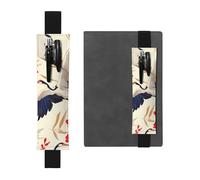 Porte-stylo en cuir noir YYHHAOFA avec motif oiseaux volants grue héron bande élastique réglable 21,1-4,6 cm pour cahiers, agendas, manuels et planificateurs