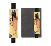 Porte-stylo en cuir noir YYHHAOFA Motif chouette tordue Bande élastique réglable 21,1-4,6 cm pour cahiers, agendas, manuels et planificateurs