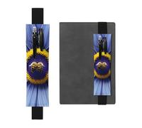 Porte-stylo en cuir noir YYHHAOFA motif fleur cœur abeille bande élastique réglable 21,1 à 4,6 cm pour cahiers, agendas, manuels et planificateurs