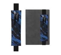 Porte-stylo en cuir noir YYHHAOFA motif marbre bleu foncé bande élastique réglable de 21,1 à 4,6 cm pour cahiers, agendas, manuels et planificateurs, Noir , Taille unique