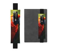Porte-stylo en cuir noir YYHHAOFA motif perroquet tropical bande élastique réglable de 21,1 à 4,6 cm pour cahiers, agendas, manuels, planificateurs, noir, taille unique
