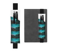 Porte-stylo en cuir noir YYHHAOFA vert motif aurore boréale, bande élastique réglable de 21,1 à 4,6 cm pour cahiers, agendas, manuels, planificateurs