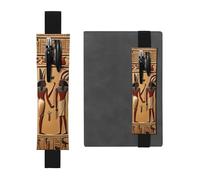 Porte-stylo en cuir noir YYHWHJDE avec hiéroglyphes égyptiens antiques réglables avec bande élastique de 21,1 à 4,6 cm, convient à la plupart des carnets et agendas