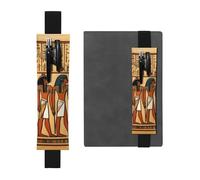 Porte-stylo en cuir noir YYHWHJDE avec hiéroglyphes égyptiens antiques réglables avec bande élastique de 21,1 à 4,6 cm, convient à la plupart des carnets et agendas