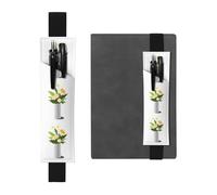 Porte-stylo en cuir noir YYHWHJDE Fleurs dans une image cylindrique Bande élastique réglable 21,1-4,6 cm Convient à la plupart des ordinateurs portables agendas