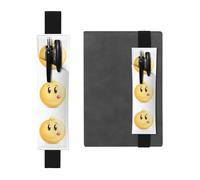 Porte-stylo en cuir noir YYHWHJDE mignon smiley avec bande élastique réglable de 21,1 à 4,6 cm pour cahiers, agendas, manuels et planificateurs