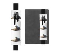 Porte-stylo en cuir noir YYHWHJDE Seal on The Rocks Watching The Sea Printing Bande élastique réglable 21,1-4,6 cm Convient à la plupart des ordinateurs portables agendas