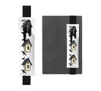 Porte-stylo en cuir noir YYHWHJDE The Scary Crow House avec bande élastique réglable de 21,1 à 4,6 cm Convient à la plupart des ordinateurs portables agendas