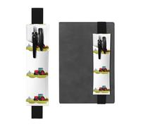 Porte-stylo en cuir noir YYHWHJDE Tracteur sous la montagne Bande élastique réglable 21,1 à 4,6 cm Convient à la plupart des ordinateurs portables agendas