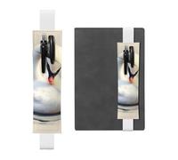 Porte-stylo en cuir pour carnet de notes, marque-page, joli petit cygne, pochette élastique pour stylo