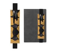 Porte-stylo en cuir pour marque-page GGNKDL Little Black Sheep écoutant de la musique pour journaux, agendas, planificateurs - Pochette à sangle réglable